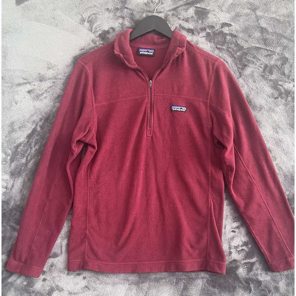 Patagonia Jacket Adult S Red Micro D Fleece Lightweight Pullover Camping Mens